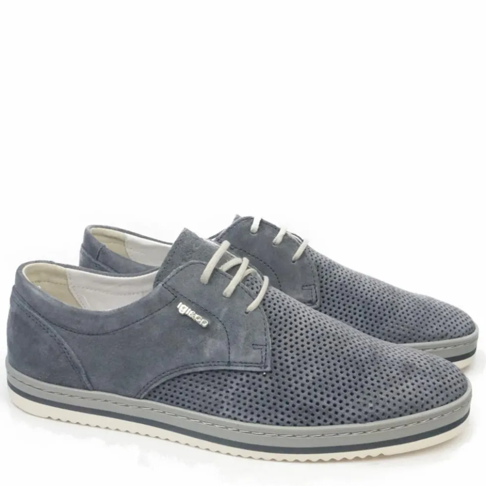 IGI&CO SCARPA SPORTIVA UOMO IN PELLE TRAFORATA CALZATA LARGA