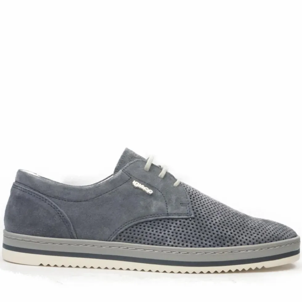 IGI&CO SCARPA SPORTIVA UOMO IN PELLE TRAFORATA CALZATA LARGA