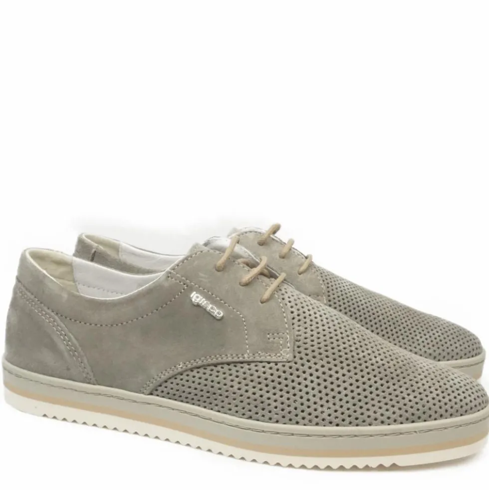 IGI&CO SCARPA SPORTIVA UOMO IN PELLE TRAFORATA CALZATA LARGA