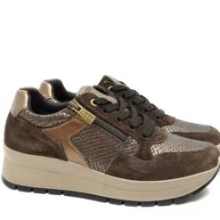 IGI&CO SNEAKERS SCAMOSCIATA CON ZEPPA DA DONNA CON ZIP EFFETTO PITONATO