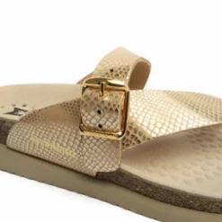 MEPHISTO HELEN CIABATTA IN PELLE STAMPA MOSAICO CON FIBBIA SABBIA