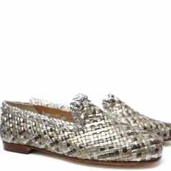 MOCASSINO FONDO CUOIO ELEGANTE VERO INTRECCIO PELLE