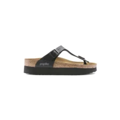PAPILLIO GIZEH PLATFORM CIABATTE DONNA INFRADITO PELLE NERO