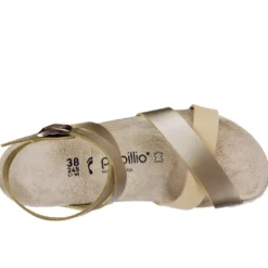 PAPILLIO SANDALI DONNA CON ZEPPA VERA PELLE LOLA ROSA METALLICO