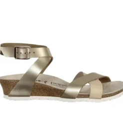 PAPILLIO SANDALI DONNA CON ZEPPA VERA PELLE LOLA ROSA METALLICO