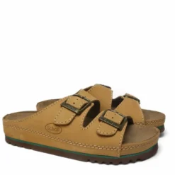 SCHOLL AIR BAG CIABATTA UOMO DOBBIA FIBBIA REGOLABILE CUOIO