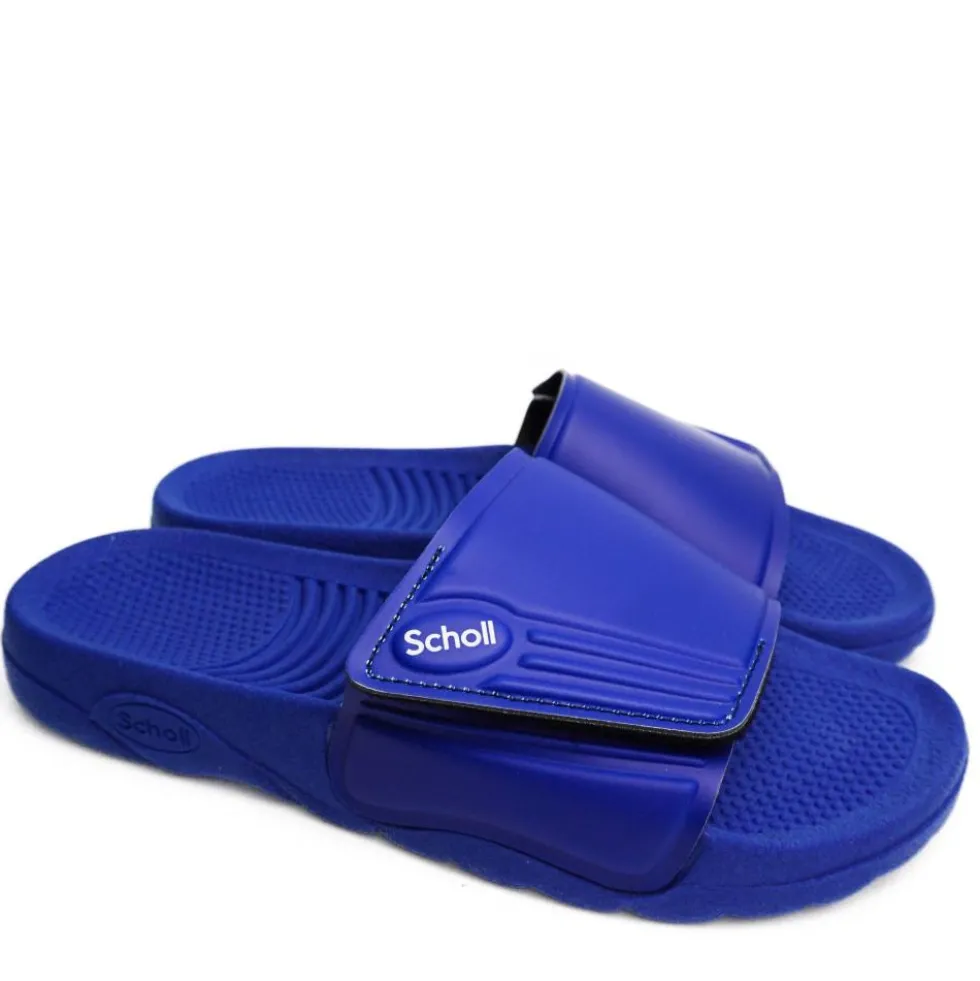 SCHOLL NAUTILUS CIABATTE CON FASCIA REGOLABILE IN PVC BLU ELETTRICO