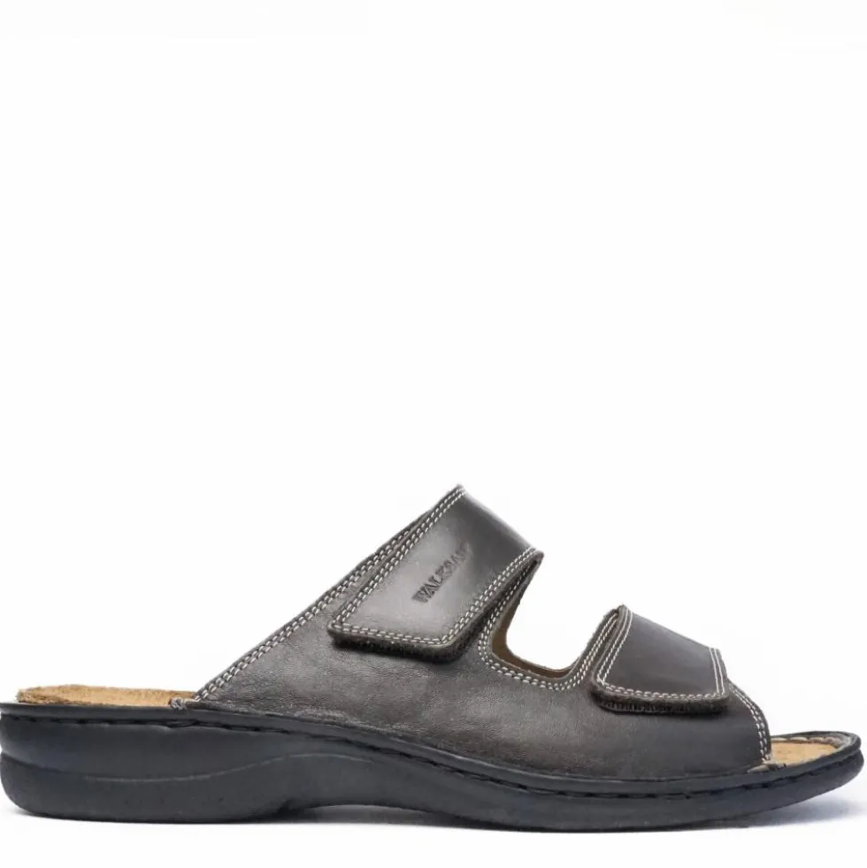 SUSIMODA CIABATTA UOMO IN PELLE CON DOPPIO STRAPPO E PLANTARE ESTRAIBILE MARRONE CAFFE