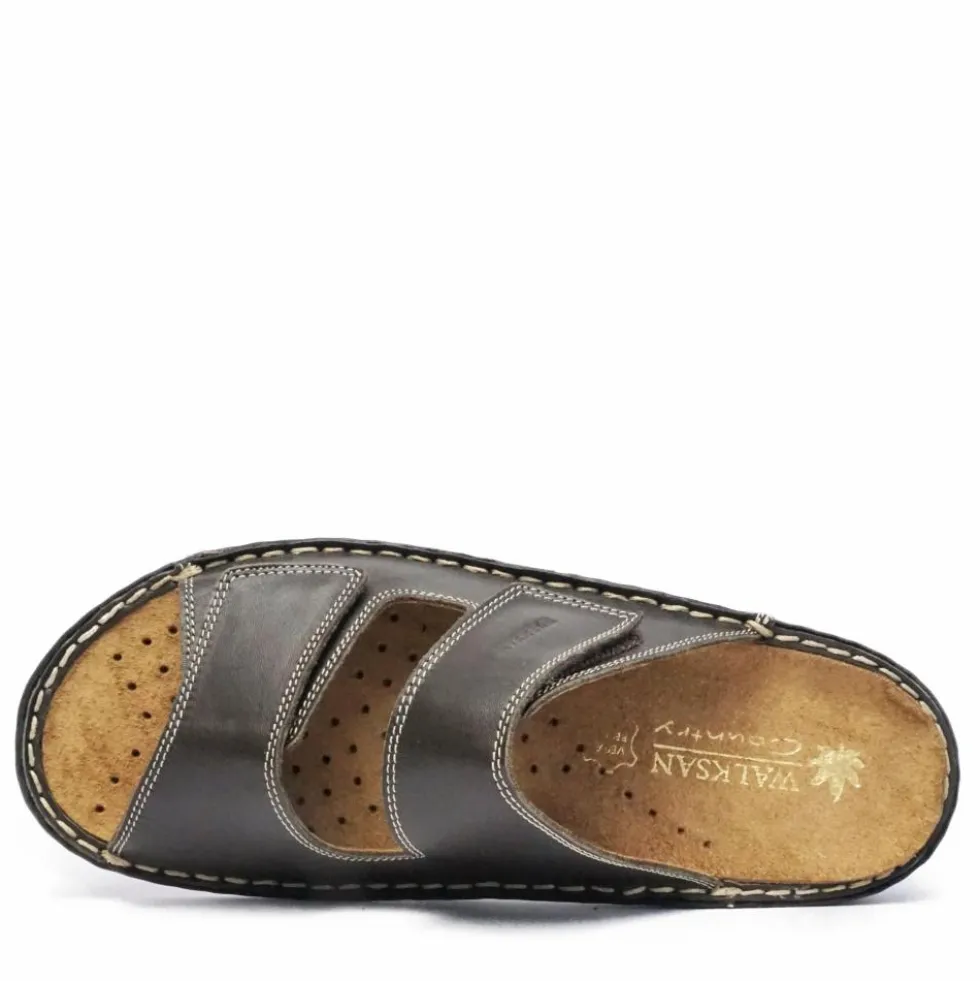 SUSIMODA CIABATTA UOMO IN PELLE CON DOPPIO STRAPPO E PLANTARE ESTRAIBILE MARRONE CAFFE