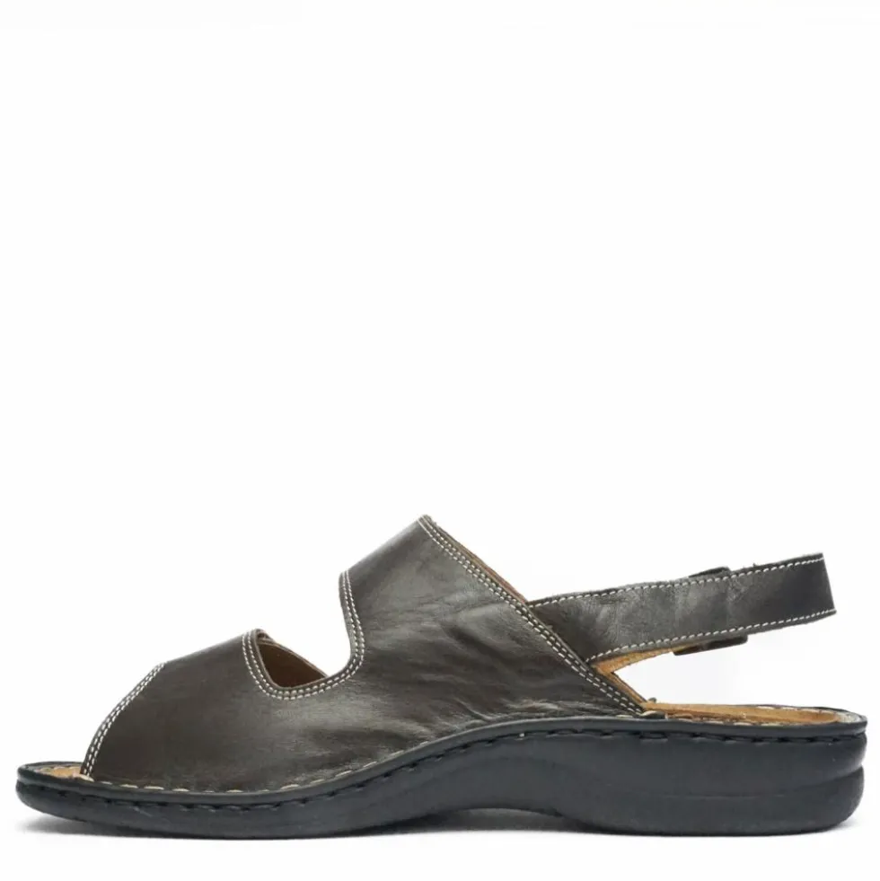 SUSIMODA SANDALO UOMO IN PELLE CON DOPPIO STRAPPO E PLANTARE ESTRAIBILE MARRONE CAFFE